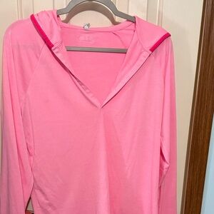 Pink Hooded Long Sleeve Top from Under Armour size Large